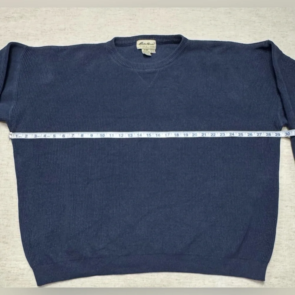 Eddie Bauer Men’s Long Sleeve Blue Knit Fisherman’s Sweater Tall XXL Pullover - Picture 2 of 7
